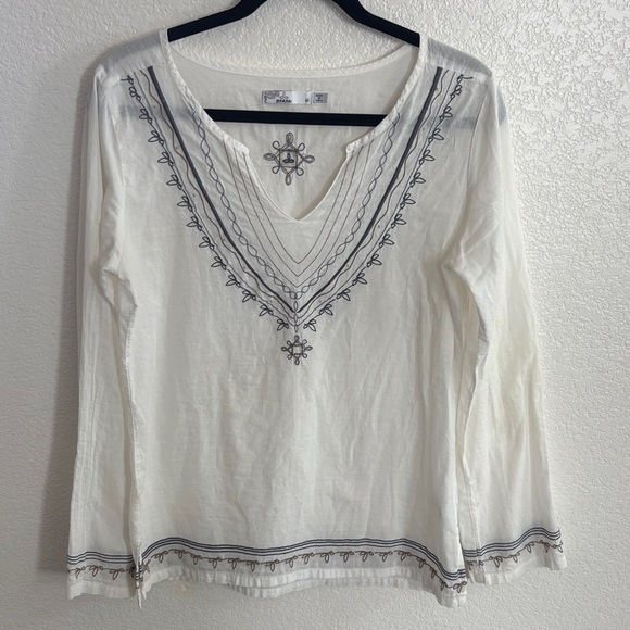 Prana Tops - Prana White Embroidered Blouse